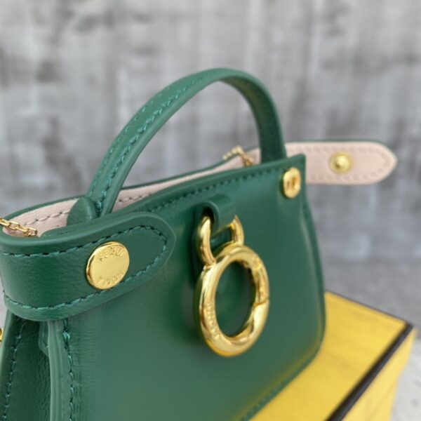 1:1 Replica Fendi Nano Peekaboo Charm Crossbody Green Bag For Woman 12cm/4.5in