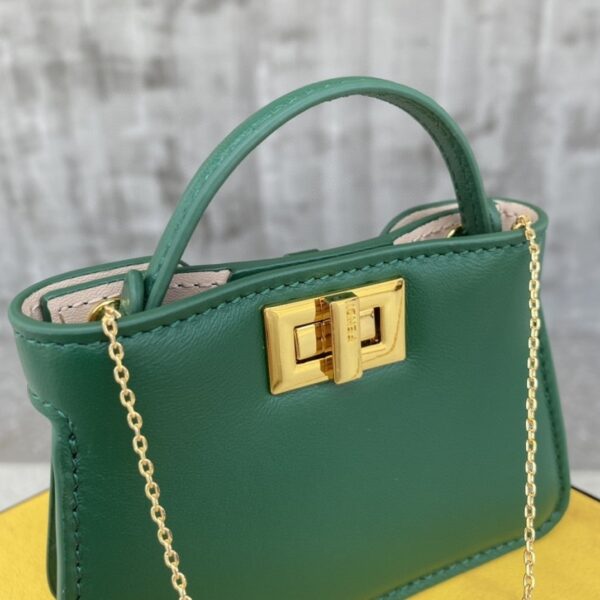 1:1 Replica Fendi Nano Peekaboo Charm Crossbody Green Bag For Woman 12cm/4.5in