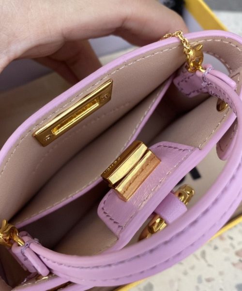 1:1 Replica Fendi Nano Peekaboo Charm Crossbody Pink Bag For Woman 12cm/4.5in