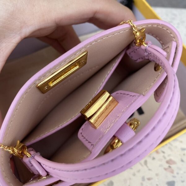 1:1 Replica Fendi Nano Peekaboo Charm Crossbody Pink Bag For Woman 12cm/4.5in