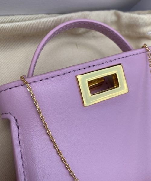 1:1 Replica Fendi Nano Peekaboo Charm Crossbody Pink Bag For Woman 12cm/4.5in