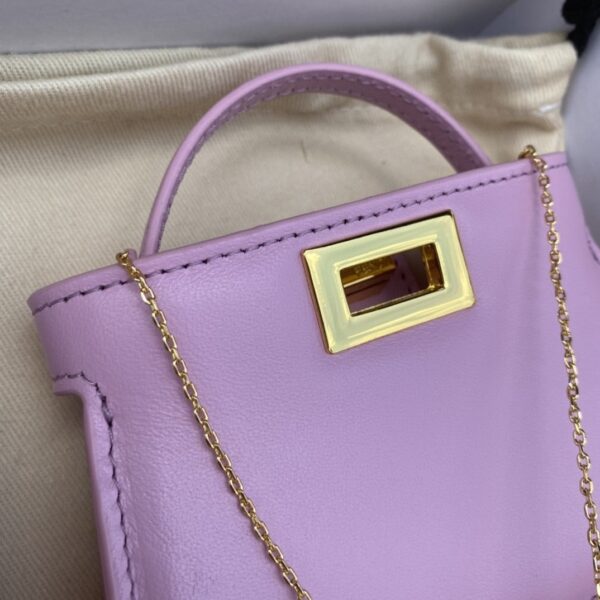 1:1 Replica Fendi Nano Peekaboo Charm Crossbody Pink Bag For Woman 12cm/4.5in
