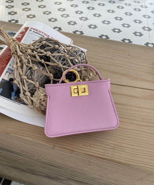 1:1 Replica Fendi Nano Peekaboo Charm Crossbody Pink Bag For Woman 12cm/4.5in