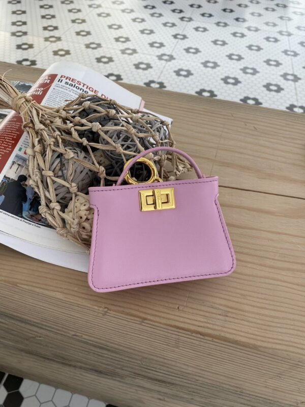 1:1 Replica Fendi Nano Peekaboo Charm Crossbody Pink Bag For Woman 12cm/4.5in