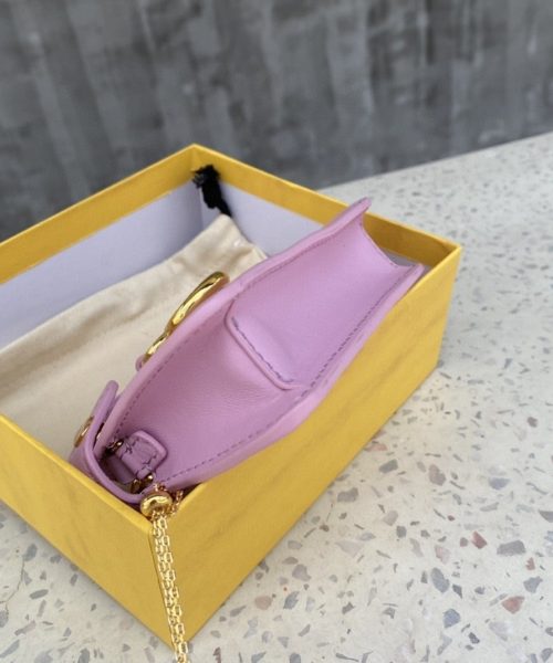 1:1 Replica Fendi Nano Peekaboo Charm Crossbody Pink Bag For Woman 12cm/4.5in