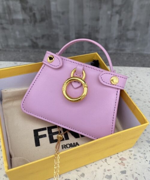 1:1 Replica Fendi Nano Peekaboo Charm Crossbody Pink Bag For Woman 12cm/4.5in