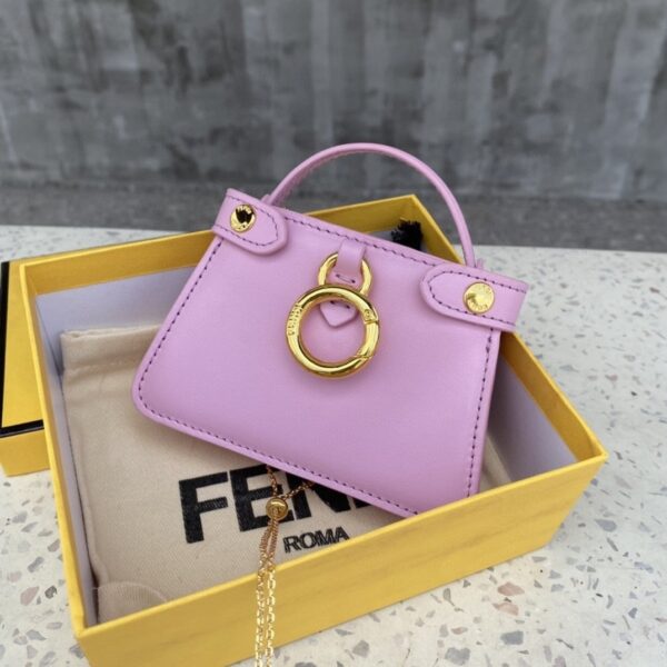 1:1 Replica Fendi Nano Peekaboo Charm Crossbody Pink Bag For Woman 12cm/4.5in