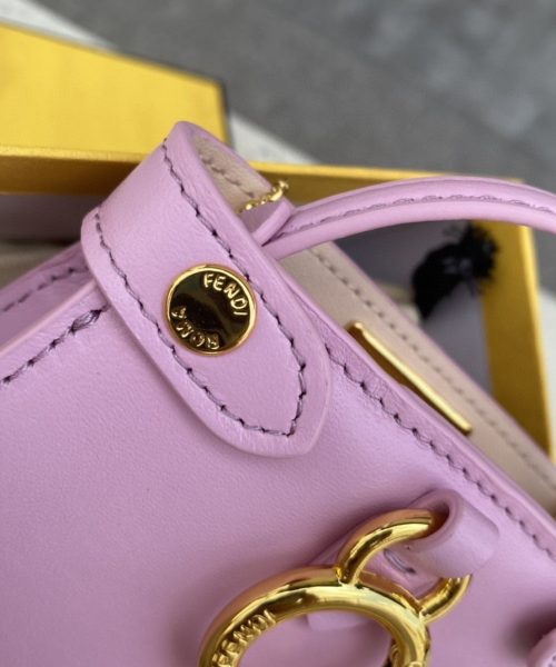 1:1 Replica Fendi Nano Peekaboo Charm Crossbody Pink Bag For Woman 12cm/4.5in