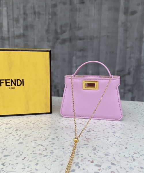 1:1 Replica Fendi Nano Peekaboo Charm Crossbody Pink Bag For Woman 12cm/4.5in