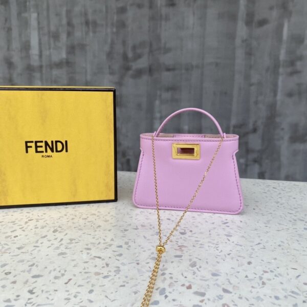 1:1 Replica Fendi Nano Peekaboo Charm Crossbody Pink Bag For Woman 12cm/4.5in