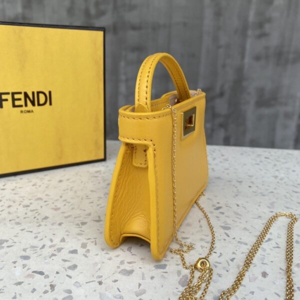 1:1 Replica Fendi Nano Peekaboo Charm Crossbody Yellow Bag For Woman 12cm/4.5in