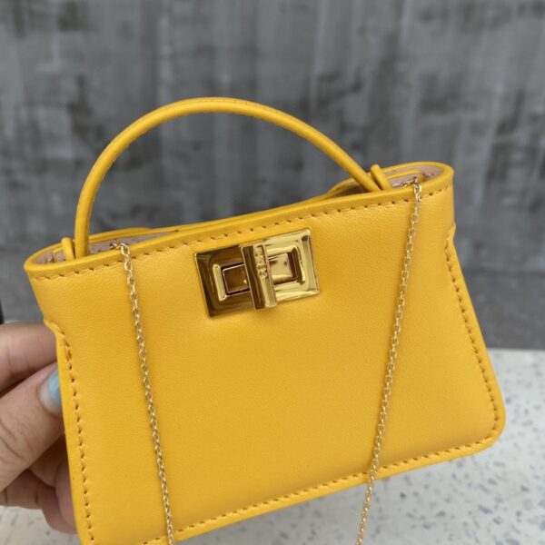 1:1 Replica Fendi Nano Peekaboo Charm Crossbody Yellow Bag For Woman 12cm/4.5in