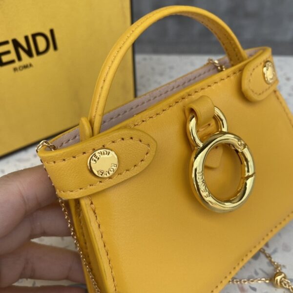 1:1 Replica Fendi Nano Peekaboo Charm Crossbody Yellow Bag For Woman 12cm/4.5in