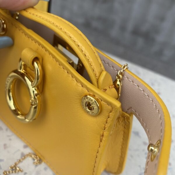 1:1 Replica Fendi Nano Peekaboo Charm Crossbody Yellow Bag For Woman 12cm/4.5in