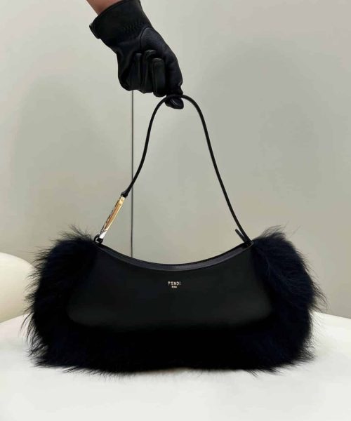 1:1 Replica Fendi O’Lock Swing Black/White For Women 32cm / 12.6in 8BS068ALS9F1JU3