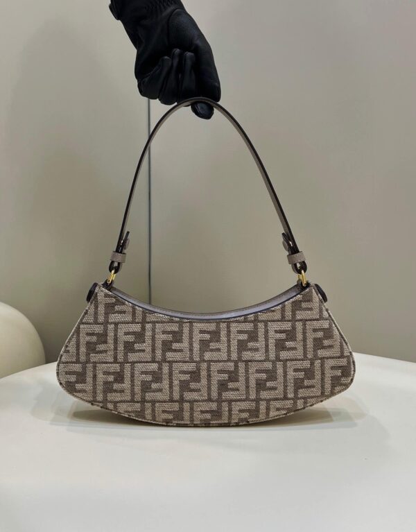 1:1 Replica Fendi O’Lock Swing Dove Gray Tapestry Fabric Bag For Woman 32cm/12in