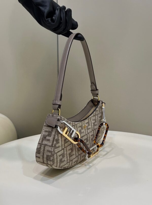 1:1 Replica Fendi O’Lock Swing Dove Gray Tapestry Fabric Bag For Woman 32cm/12in