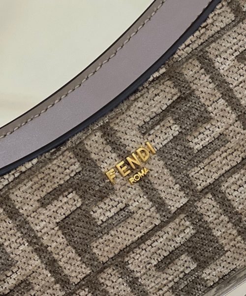 1:1 Replica Fendi O’Lock Swing Dove Gray Tapestry Fabric Bag For Woman 32cm/12in