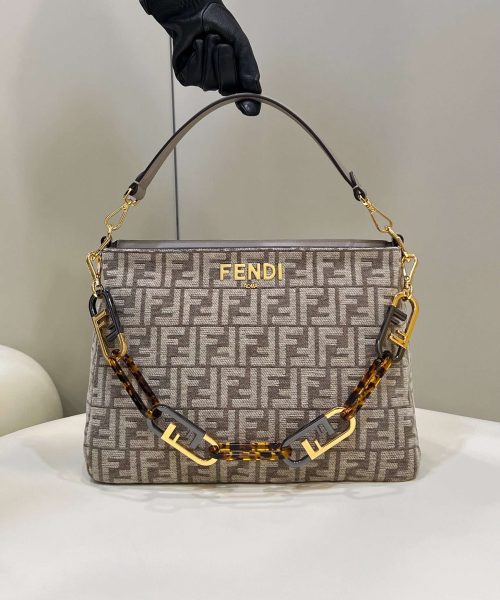 1:1 Replica Fendi O'Lock Zip Beige/Blue/Grey For Women 36cm / 14.2in 8BR805ALFVF1IQU