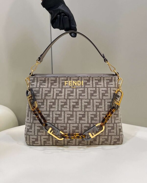 1:1 Replica Fendi O'Lock Zip Beige/Blue/Grey For Women 36cm / 14.2in 8BR805ALFVF1IQU