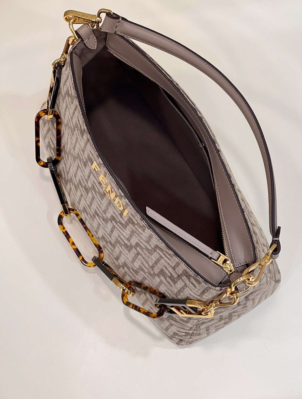 1:1 Replica Fendi O'Lock Zip Beige/Blue/Grey For Women 36cm / 14.2in 8BR805ALFVF1IQU - Image 8