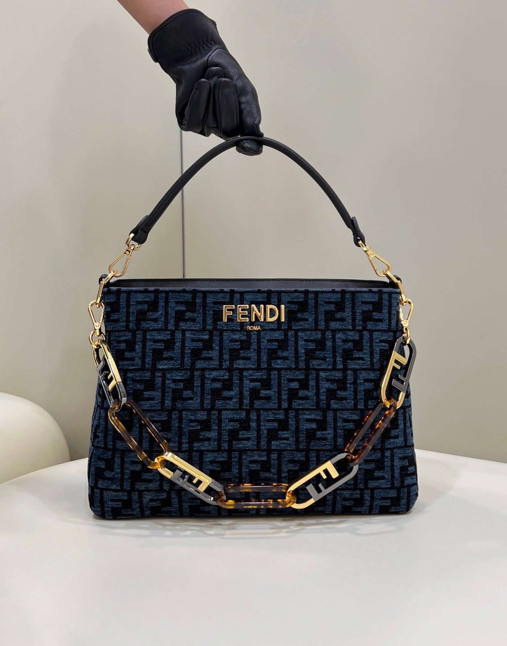 1:1 Replica Fendi O'Lock Zip Beige/Blue/Grey For Women 36cm / 14.2in 8BR805ALFVF1IQU - Image 11