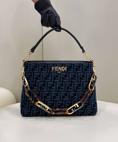 1:1 Replica Fendi O'Lock Zip Beige/Blue/Grey For Women 36cm / 14.2in 8BR805ALFVF1IQU