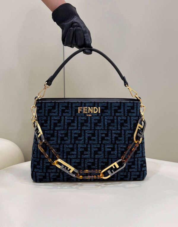 1:1 Replica Fendi O'Lock Zip Beige/Blue/Grey For Women 36cm / 14.2in 8BR805ALFVF1IQU