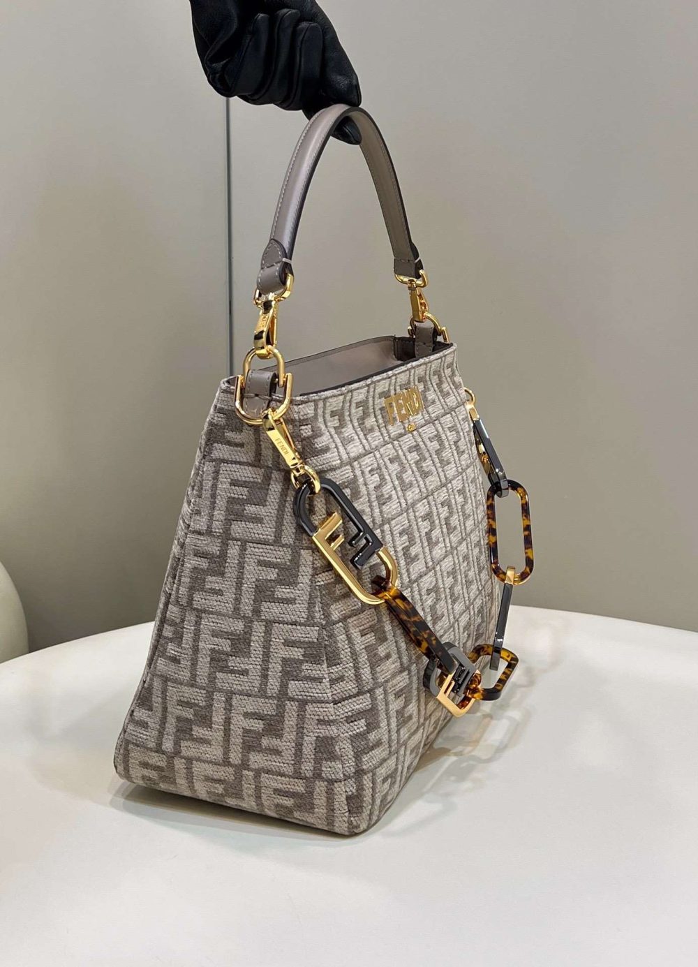 1:1 Replica Fendi O'Lock Zip Beige/Blue/Grey For Women 36cm / 14.2in 8BR805ALFVF1IQU - Image 2
