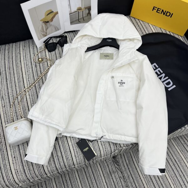 Fendi Padded Thick Hood Jacket White For Women