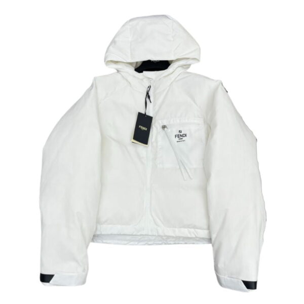 Fendi Padded Thick Hood Jacket White For Women