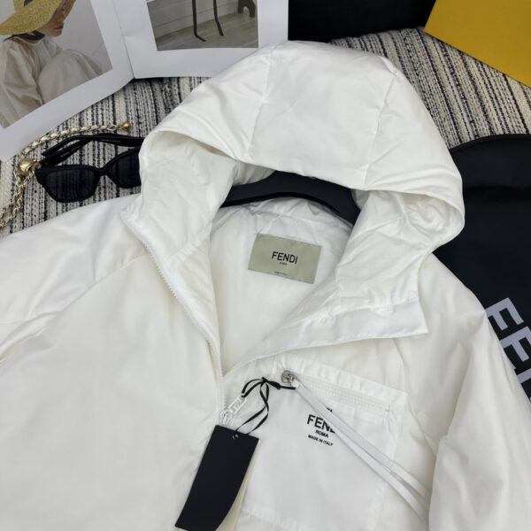 Fendi Padded Thick Hood Jacket White For Women