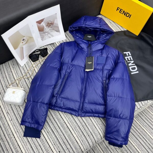 Fendi Padded Thick Jacket Blue For Women