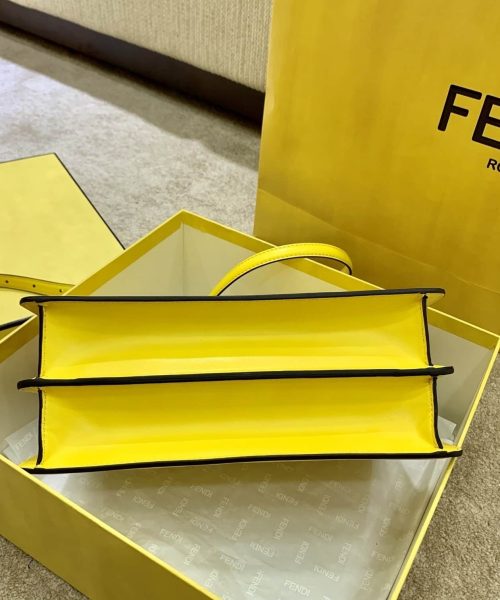 1:1 Replica Fendi Peekaboo ISeeU East-West Yellow For Women, Women's Handbags 11.4in/29cm FF 8BN323