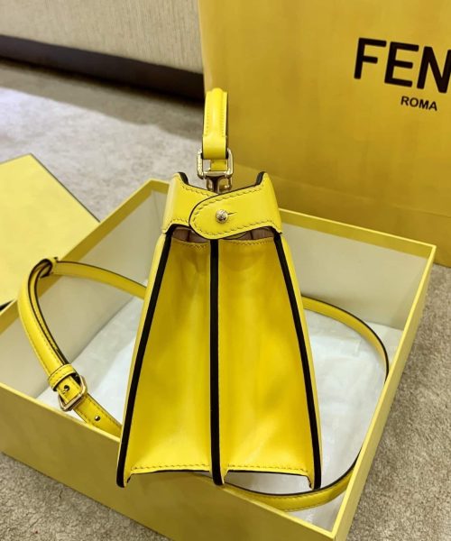 1:1 Replica Fendi Peekaboo ISeeU East-West Yellow For Women, Women's Handbags 11.4in/29cm FF 8BN323