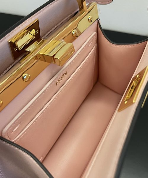 1:1 Replica Fendi Peekaboo ISeeU Petite Beige Bag Small For Woman 20cm/8in