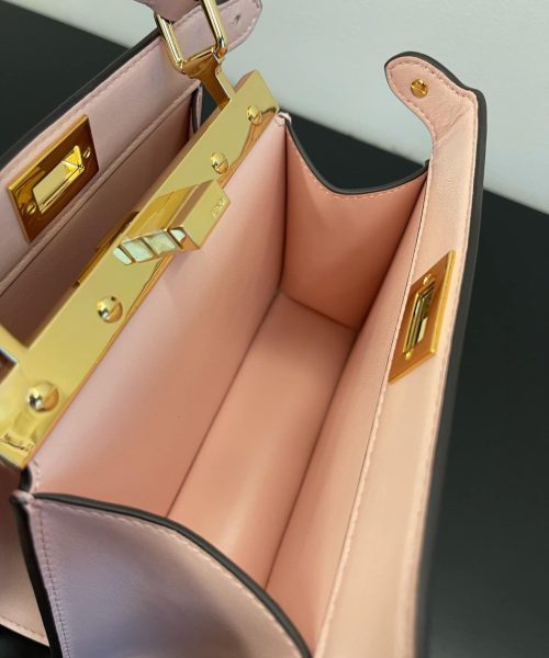 1:1 Replica Fendi Peekaboo ISeeU Petite Beige Bag Small For Woman 20cm/8in