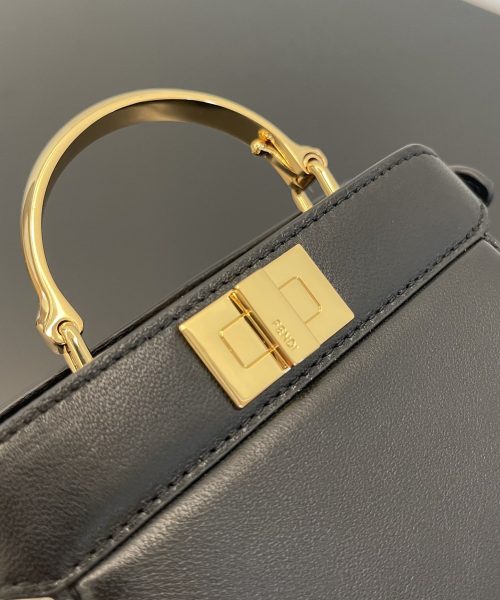 1:1 Replica Fendi Peekaboo ISeeU Petite Black Micro Bag For Woman 11cm/4.5in