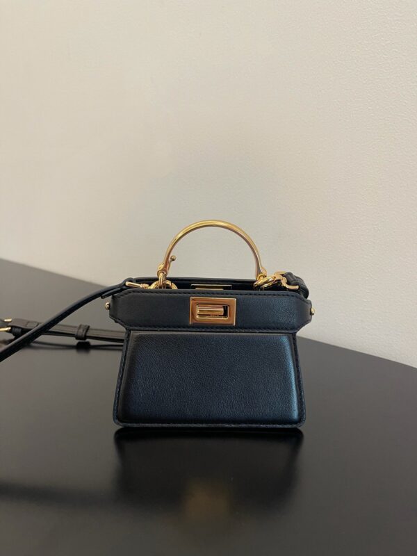1:1 Replica Fendi Peekaboo ISeeU Petite Black Micro Bag For Woman 11cm/4.5in