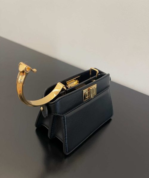 1:1 Replica Fendi Peekaboo ISeeU Petite Black Micro Bag For Woman 11cm/4.5in