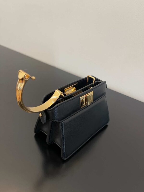 1:1 Replica Fendi Peekaboo ISeeU Petite Black Micro Bag For Woman 11cm/4.5in