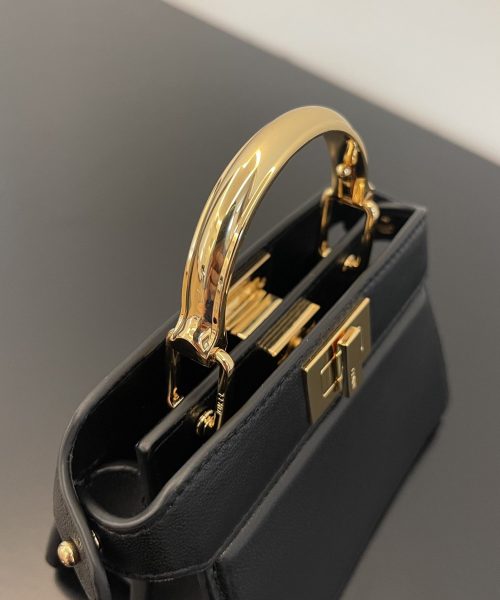 1:1 Replica Fendi Peekaboo ISeeU Petite Black Micro Bag For Woman 11cm/4.5in