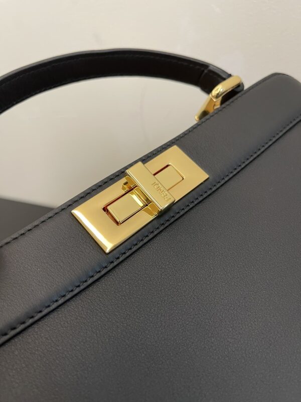 1:1 Replica Fendi Peekaboo ISeeU Petite Black Small Bag For Woman 20cm/8in
