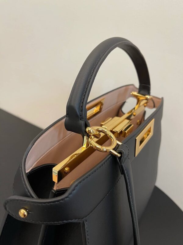 1:1 Replica Fendi Peekaboo ISeeU Petite Black Small Bag For Woman 20cm/8in
