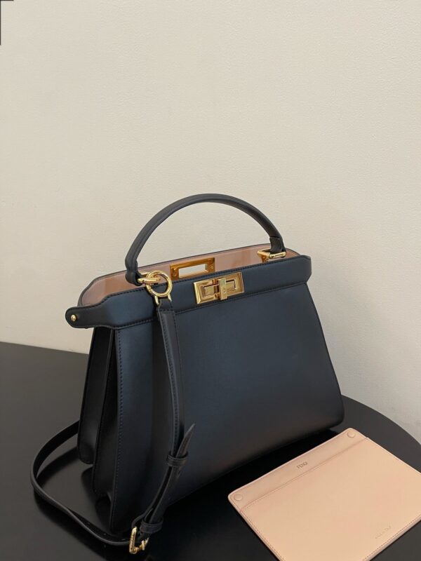 1:1 Replica Fendi Peekaboo ISeeU Petite Black Small Bag For Woman 20cm/8in
