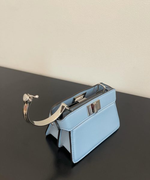 1:1 Replica Fendi Peekaboo ISeeU Petite Blue Micro Bag For Woman 11cm/4.5in