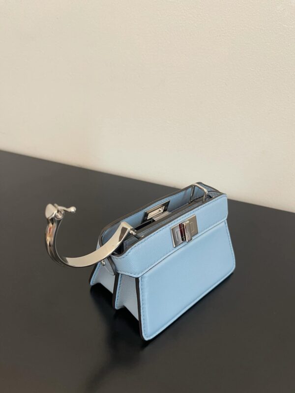 1:1 Replica Fendi Peekaboo ISeeU Petite Blue Micro Bag For Woman 11cm/4.5in