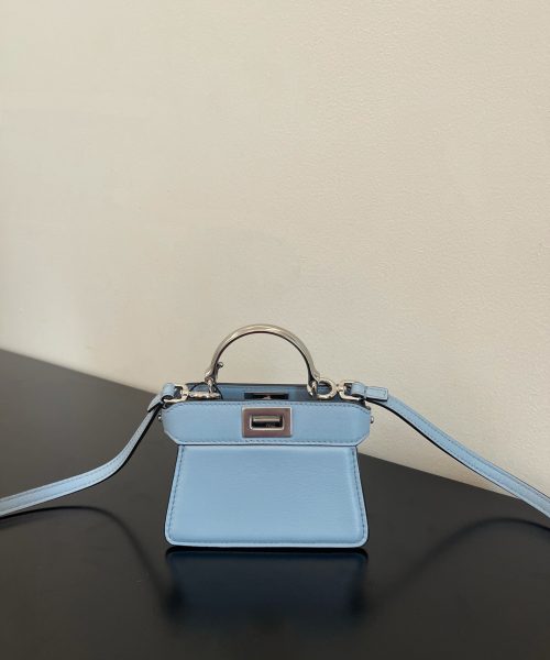 1:1 Replica Fendi Peekaboo ISeeU Petite Blue Micro Bag For Woman 11cm/4.5in