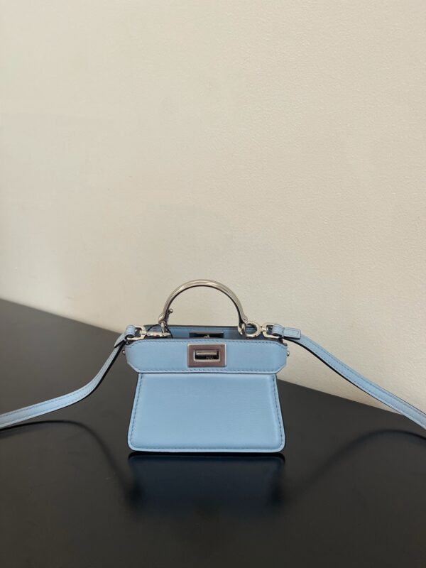 1:1 Replica Fendi Peekaboo ISeeU Petite Blue Micro Bag For Woman 11cm/4.5in
