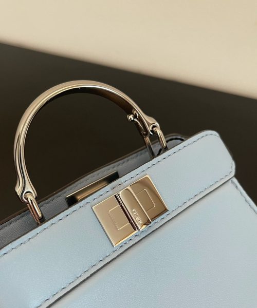 1:1 Replica Fendi Peekaboo ISeeU Petite Blue Micro Bag For Woman 11cm/4.5in